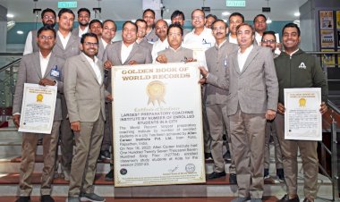 एलन कोचिंग ने गोल्डन बुक ऑफ वर्ल्ड रिकॉर्ड्स में धमाकेदार एंट्री ली, एक शहर, एक संस्थान में सर्वाधिक 1 लाख 27 हजार 764 क्लासरूम स्टूडेंट्स का रिकॉर्ड