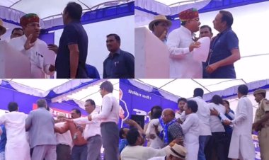 मंत्री महोदय को बोलने से रोका तो मंच पर ही शुरू हो गई हंगामे की ’महापंचायत’