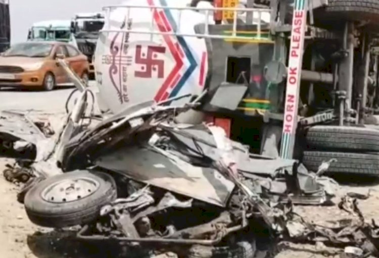 राजस्थान में हादसा, कार पर पलटा टैंकर, दब गए लोग, बच्चों-महिलाओं समेत 8 की मौत
