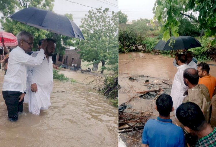 विधायक संयम लोढ़ा ने किया पानी में डूबे क्षेत्रों का दौरा, अधिकारियों को दिए कार्यवाही के निर्देश