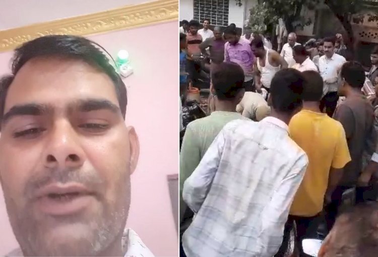 युवक ने थाने के सामने किया आत्मदाह