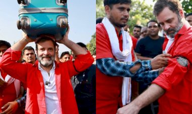 कुली बन राहुल गांधी ने सिर पर उठाया पब्लिक का बोझ