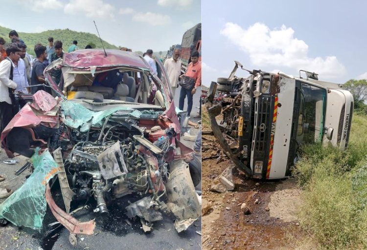 कार-ट्रक की जबरदस्त टक्कर में महिला समेत दो की मौत, कई घायल