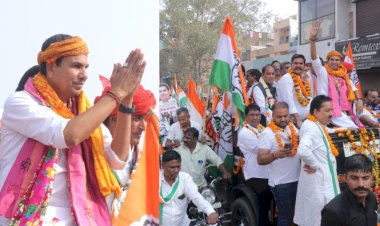 10 हजार समर्थक के साथ सांगानेर प्रत्याशी पुष्पेंद्र भारद्वाज ने दिखाई अपनी सियासी ताकत