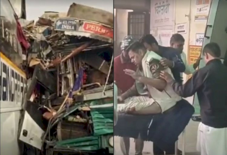 चूरू में स्लीपर बस और ट्रक में जोरदार भिड़ंत, दो की मौत, दो महिलाओं समेत कई घायल