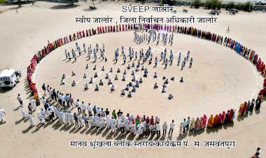 मानव शृंखला "SWEEP जालौर " बनाकर शत प्रतिशत मतदान का  जालौर' को दिया संदेश