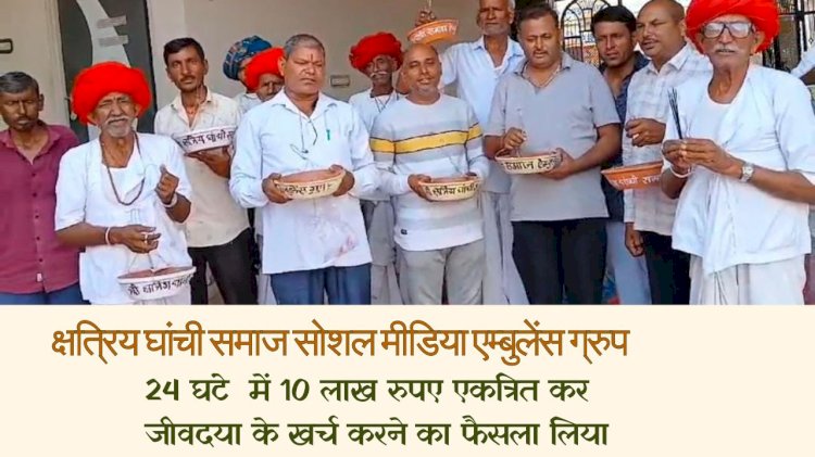 क्षत्रिय घांची समाज ने 24 घंटे  में 10 लाख रुपए एकत्रित कर जीवदया के खर्च करने का फैसला लिया