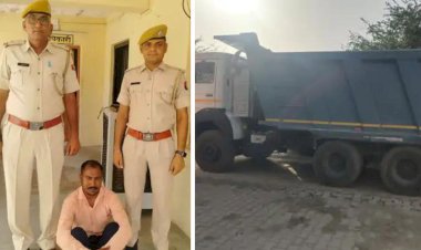 अवैध बजरी से भरे डम्पर सहित चालक गिरफ्तार, जवाई नदी से लगातार हो रहा है खनन